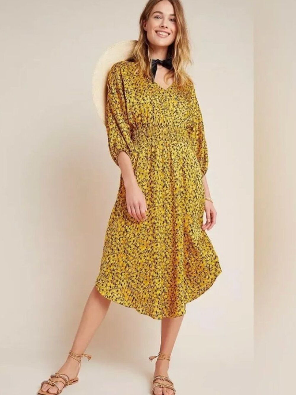 Anthropologie Marigold Long Sleeve Midi Dress